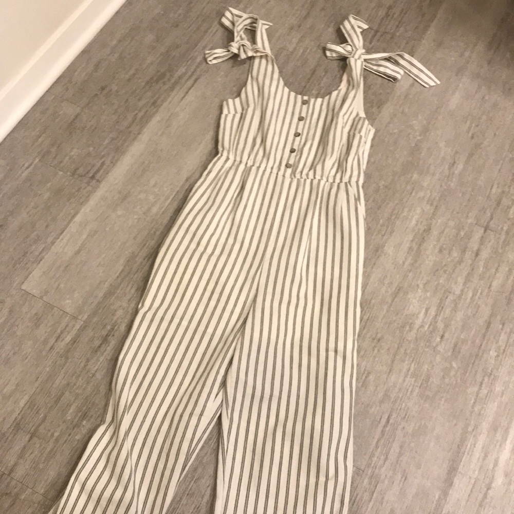 Roolee striped tie shoulder romper, size small